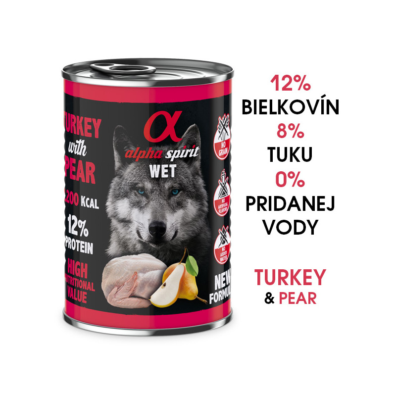 Alpha Spirit Dog Wet - Turkey & Pear 400g