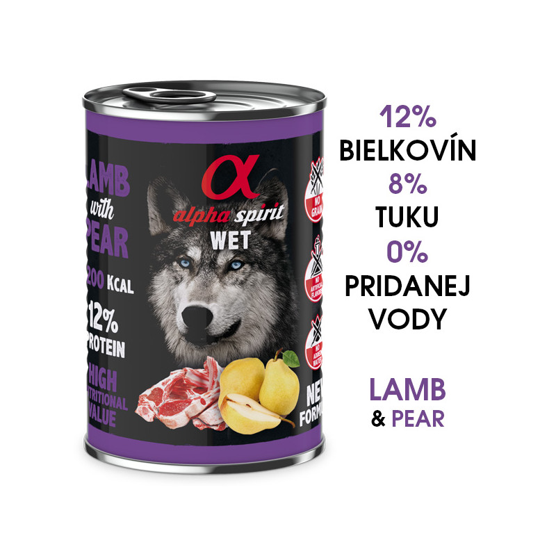 Alpha Spirit Dog Wet - Lamb & Pear 400g