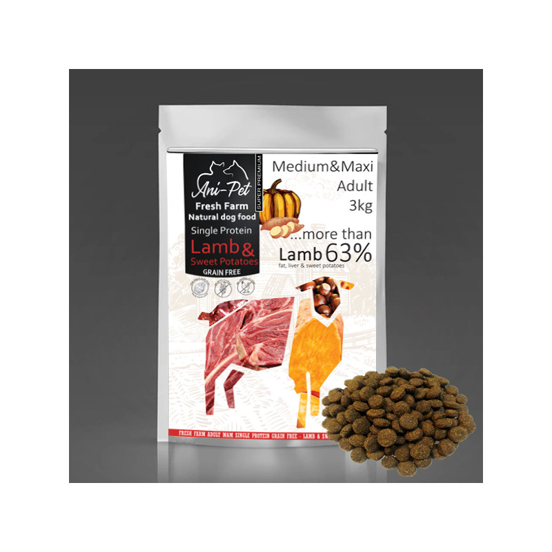 Fresh Farm Adult Medium&Maxi Single Protein GF - Lamb & Sweet Potatoes 3kg