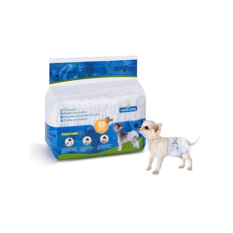 Plienky na psa Nobleza XS - 1-3kg (pás 18-30cm) 12ks