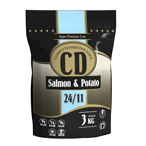 DELIKAN CD Salmon and Potato 24/11 3kg Kompletné superprémiové krmivo so lososom a zemiakmi vhodné pre psov stredných a veľkých plemien