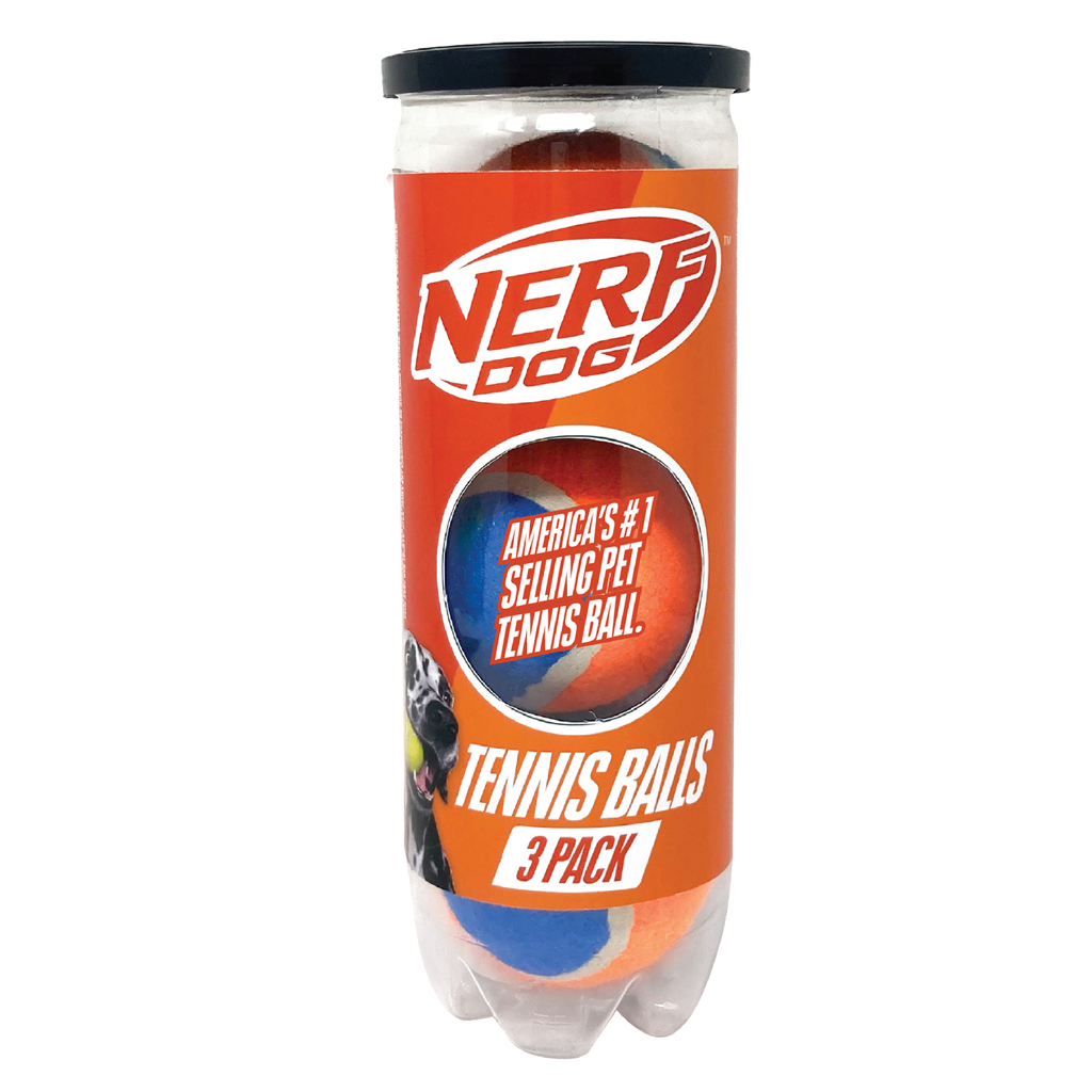 NERF DOG Hračka pre psov 3 ks tenisových loptičiek bez pískadla v tlakovej dóze 6,5 cm