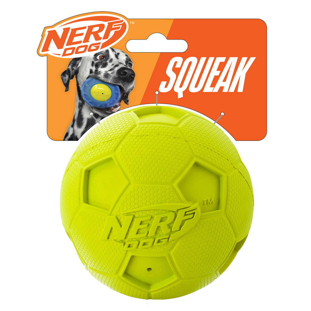 NERF DOG Hračka pre psov gumová pískacia futbalová lopta 10 cm