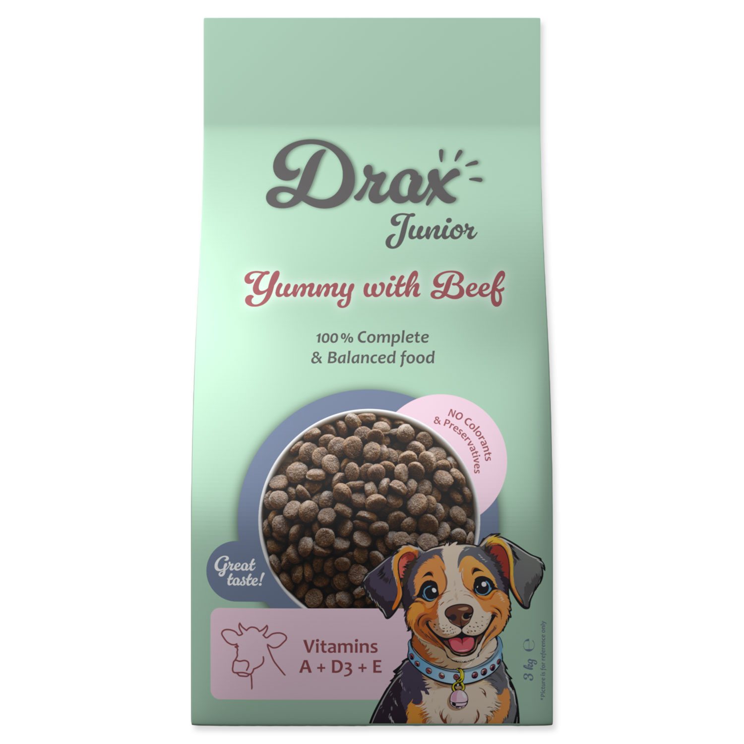 Krmivo Drax Junior s hovädzím mäsom 3kg