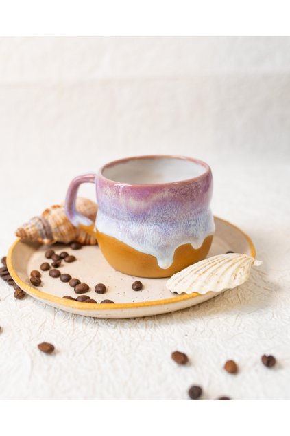 Ručně vyrobený vlnitý hrneček - Červánkový (300 ml)