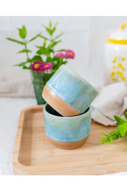 Ručně vyrobený kalíšek na kávu - Amazonit(150-170 ml) - II.jakost