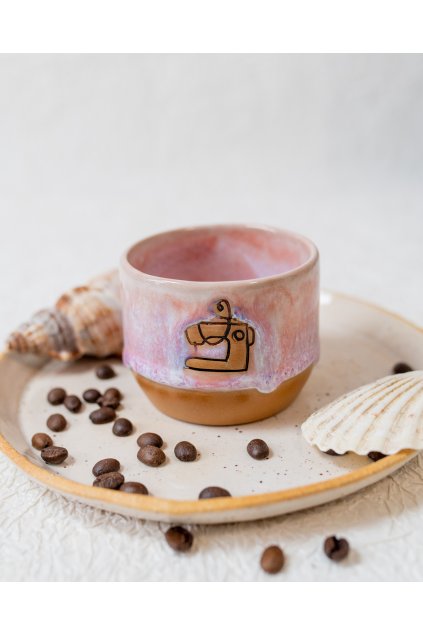 Ručně vyrobený kalíšek na kávu - Šicí stroj (150-170 ml)