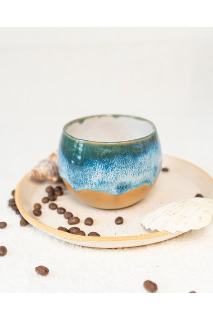 Ručně vyrobený kulatý kalíšek - Jeans (330 ml)