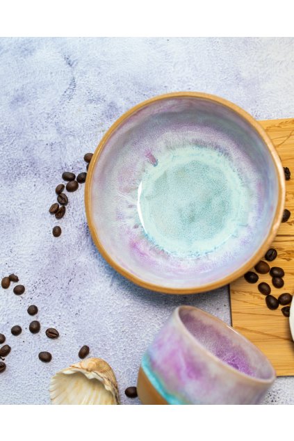 Ručně vyrobená snídaňová miska - Borůvka (300 ml) - II.jakost