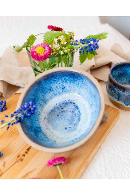 Ručně vyrobená snídaňová miska - Jeans se srdíčkem uprostřed (300 ml)