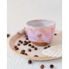 Ručně vyrobený buclatý kalíšek na kávu - Sakura se srdíčkem (150-170 ml) - II.jakost