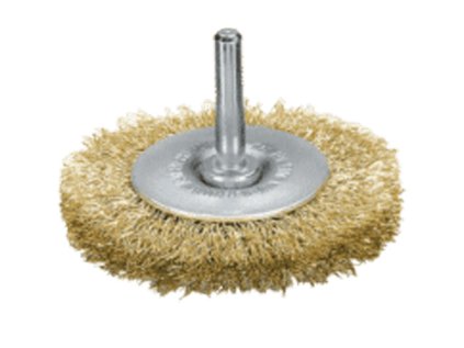 415752 | Rotačná kefa so stopkou priemer 6 mm priemer 50x10 / 0,25 pomosadzený oceľový drôt zvlnený
