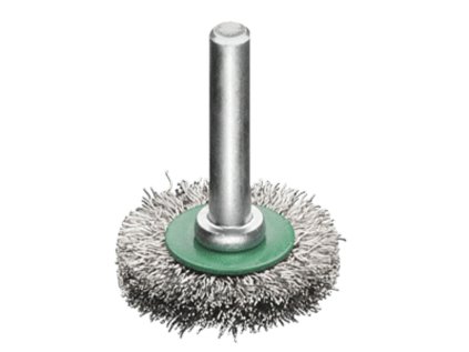 414342 | Rotačná kefa so stopkou priemer 6 mm nehrdzavejúci drôt, zvlnený priemer 40x10 / 0,20 nerezový drôt, zvlnený
