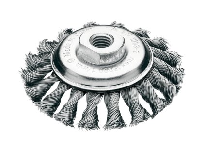 472257 | Zopf-Kegelbürste ZK Drm 115 x 12 mm 1 rhg. x 20 Z Blume links Stahldraht STH glatt 0.50 mm Gew. M14 Besatzhöhe 24 mm