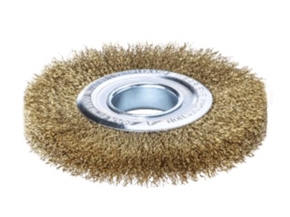 345563 |  Rundbürste RB Drm 150 x 30-34 mm EBR 30 mm Rohr 50 mm Messingdraht MES gewellt 0.30 mm Bohrung Set mm Red.-Ring SET Ø50/32/1"/22.2/20/16/ Ø1/2" Besatzhöhe 33 mm