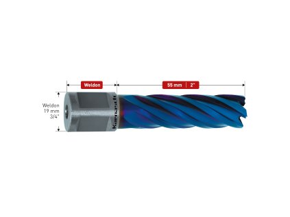 201317019 |Kernbohrer 19 mm, BLUE-LINE PRO 55 Schaft WELDON 19