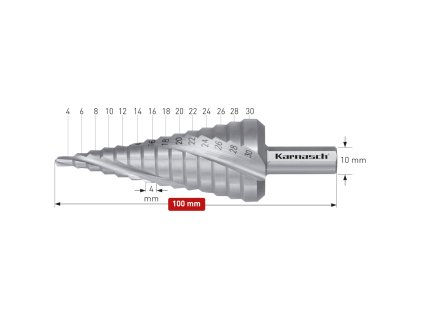213006 | HSS-XE Stufenbohrer, Durchmesser 6-30 mm, CBN geschliffen, 3 Schneiden
