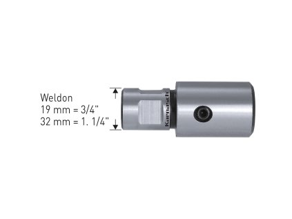 201800004 | Gewindeadapter mit Weldonschaft Durchmesser 19/32 mm M4 DIN371