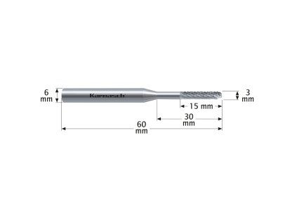 113021043 | C (WRC) - Hartmetall-Frässtift, Walzenrundform HP-3 3,0x30x6-60 mm, unbeschichtet
