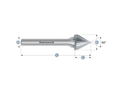 113100020 | J (KSJ) - Kegel Frässtift 60° HP-2 12,0x11x6-60 mm, unbeschichtet