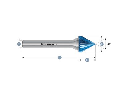 115100020 | J (KSJ) - Kegel Frässtift 60° HP-2 12,0x11x6-60 mm, beschichtet