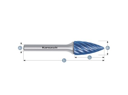116037015 | G (SPG) - Spitzbogen Frässtift HP-9 8,0x20x6-65 mm, beschichtet