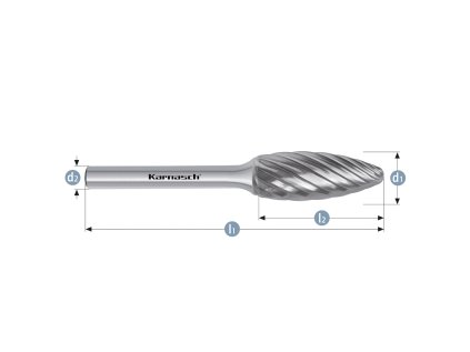 114038025 | H - Flamme Frässtift HP-9 12,0x32x6-77 mm, unbeschichtet