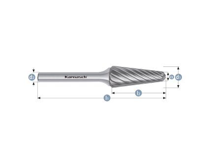 114039015 | L (KEL) - Rundkegel Frässtift HP-9 8,0x25x6-70/14° mm, unbeschichtet