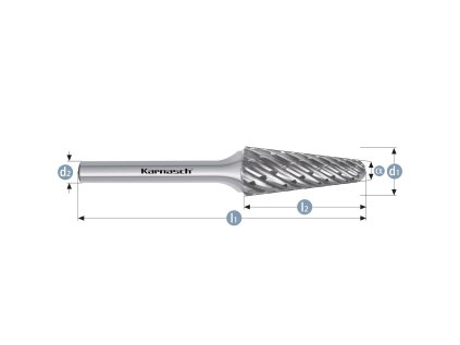 114049025 | L (KEL) - Rundkegel Frässtift HP-8 12,0x32x6-77/14° mm, unbeschichtet
