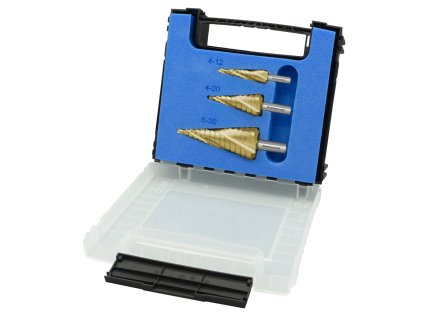 213007 | Set Stufenbohrer HSS-XE + TiN-GOLD beschichtet, 3 Schneiden