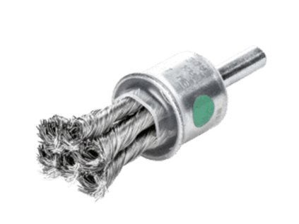 453358 | Pinselbürste mit Schaft 6 mm Stahldraht rostfrei(1.4401), gezopft 19x72x28 mm / 0,25