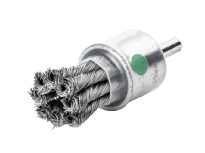 454378 | Pinselbürste mit Schaft 6 mm Stahldraht rostfrei(1.4401), gezopft 22x72x28 mm / 0,35
