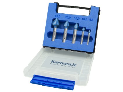 403090040 | Set HSS-XE + BLUE-TEC beschichtete Kegelsenker 60 Grad 6,3-10-16-20-25 mm, BLUE-TEC