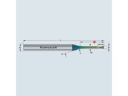 3062030050010050 | Tvrdokovová Micro - stopková fréza, zaoblené ostrie 0,5/0,10°x5-50x4 mm, Z=2