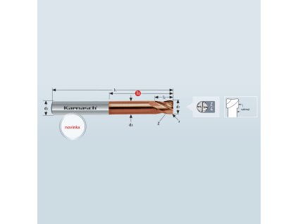 306438100020 |  Tvrdokovová zápustková fréza so zaobleným ostrím 10/2,0x32-72x10 mm, Z=4