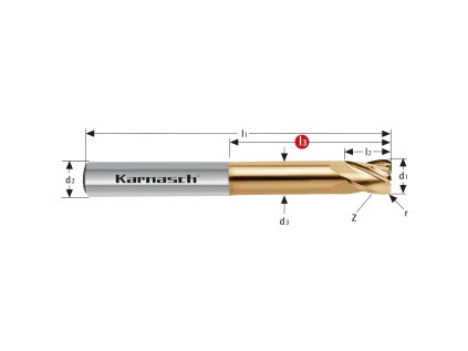 306436120010 | Tvrdokovová zápustková fréza so zaobleným ostrím 12/1,0x36-83x12 mm, Z=4