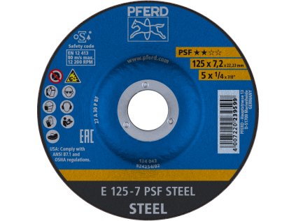 62012634 | Schleifscheibe 125 x 7,2 x 22,23 mm, PSF STEEL