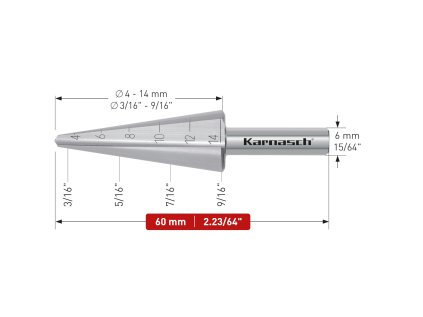 213022 | HSS-XE Blechschälbohrer, Durchmesser 3-14 mm, CBN geschliffen, 2 Schneiden