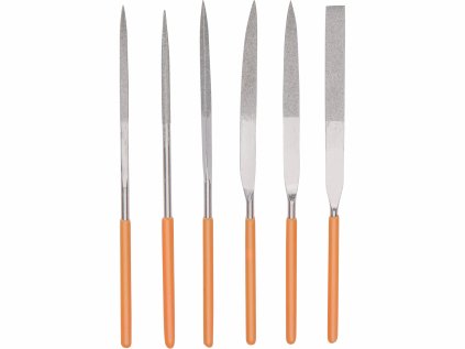 8803806 | Pilníky ihlové diamantové, máčaná PVC rukoväť D126 - sada 6 ks, stredná zrnitosť