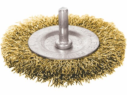 17054 | Rundbürste mit Schaft 6 mm Drm. 75 mm, Stahldraht vermessingt gewellt 0,3
