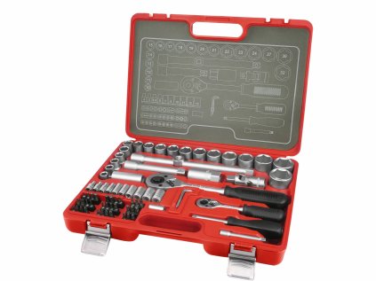 6521 | Sada nástrčných kľúčov 1/4"+1/2", 4-32 mm, 75-dielna