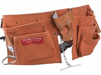 420 | Vrecko na náradie dvojdielne s opaskom 9 vreciek, kovové oko, kožené