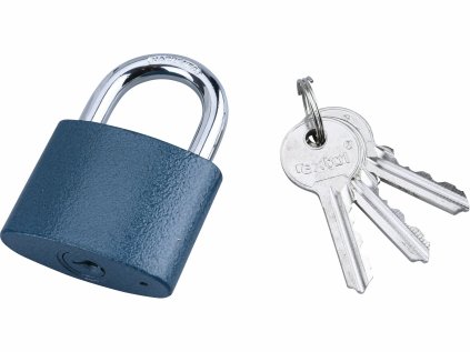 93152 | Zámok visací liatinový, modrý 52 mm, 3 kľúče