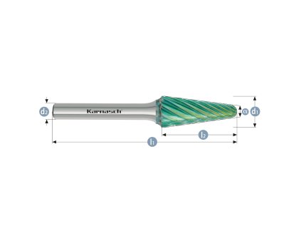 116098010 | L (KEL) - Rundkegel Frässtift HP-3 PRO 6x18x6-50 mm, beschichtet
