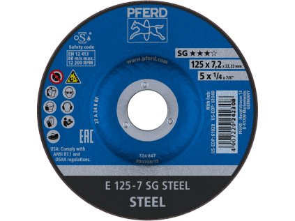 62212626 | Schleifscheibe 125 x 7,2 x 22,23 mm, SG STEEL