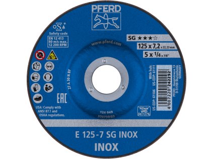 62212623 | Schleifscheibe 125 x 7,2 x 22,23 mm, SG INOX