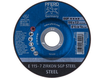 62211737 | Schleifscheibe 115 x 7,2 x 22,23 mm, ZIRKON SGP STEEL