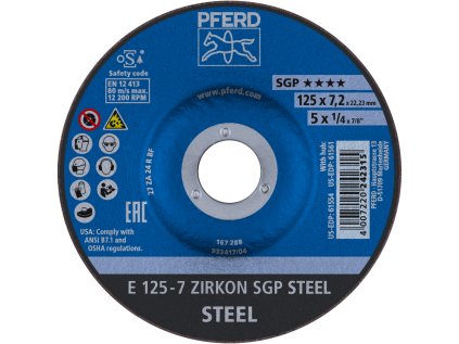 62212737 | Schleifscheibe 125 x 7,2 x 22,23 mm, ZIRKON SGP STEEL