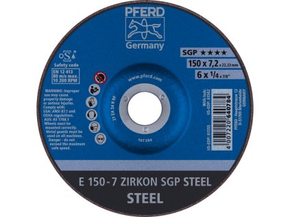 62215326 | Schleifscheibe 150 x 7,2 x 22,23 mm, ZIRKON SGP STEEL