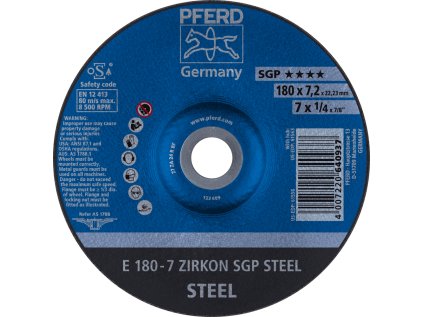 62217737 | Schleifscheibe 180 x 7,2 x 22,23 mm, ZIRKON SGP STEEL